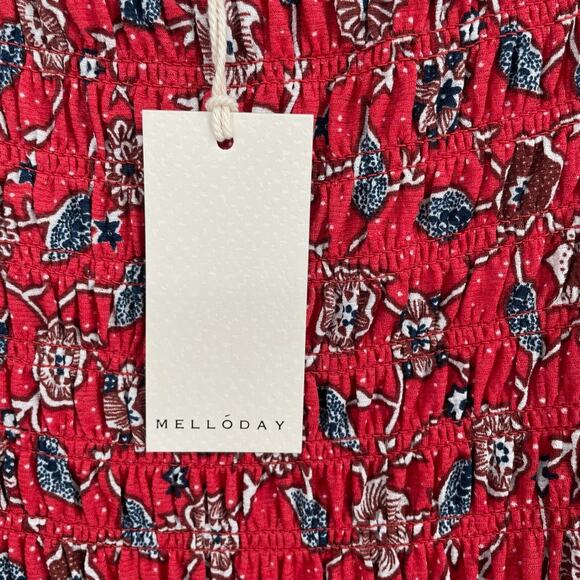 Melloday Floral Off Shoulder Blouse Women's Size 2X Red/White/Blue - Picture 5 of 9